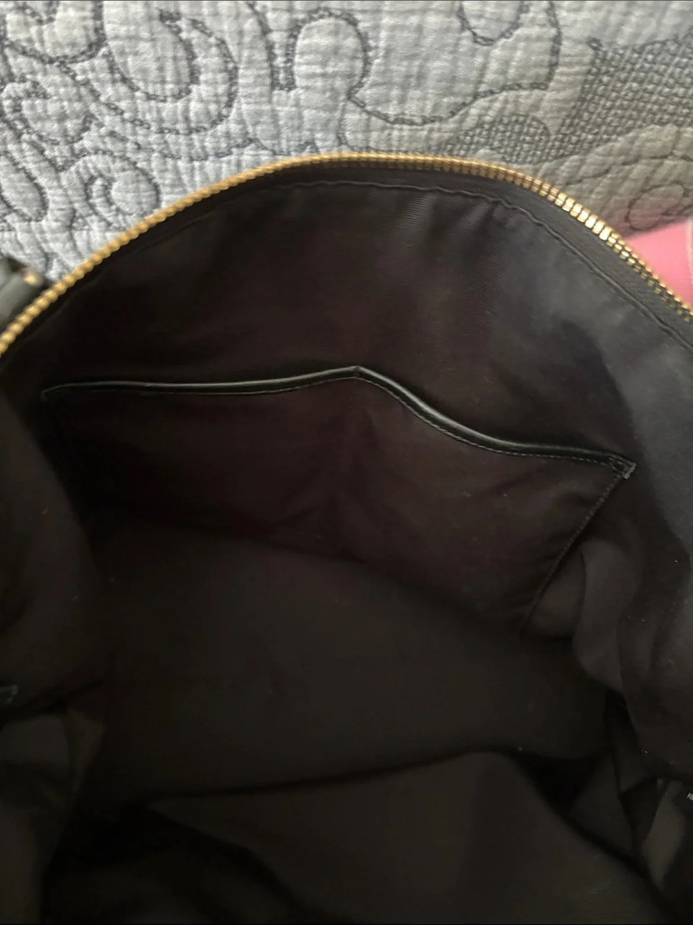 Coach Black Leather Tote/Diaper Bag with Gold-Tone Logo
